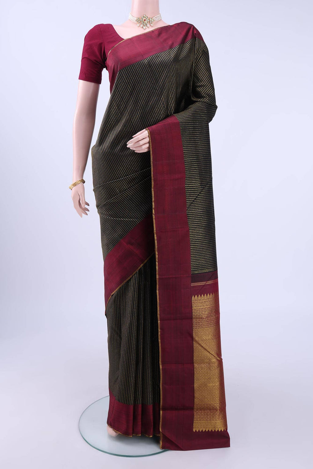 Black Kanchipuram Silk Saree