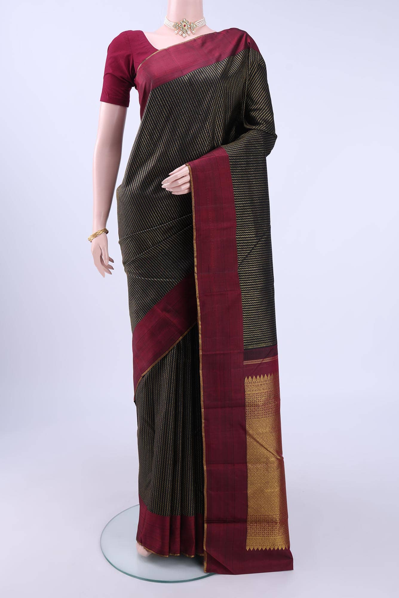 Black Kanchipuram Silk Saree