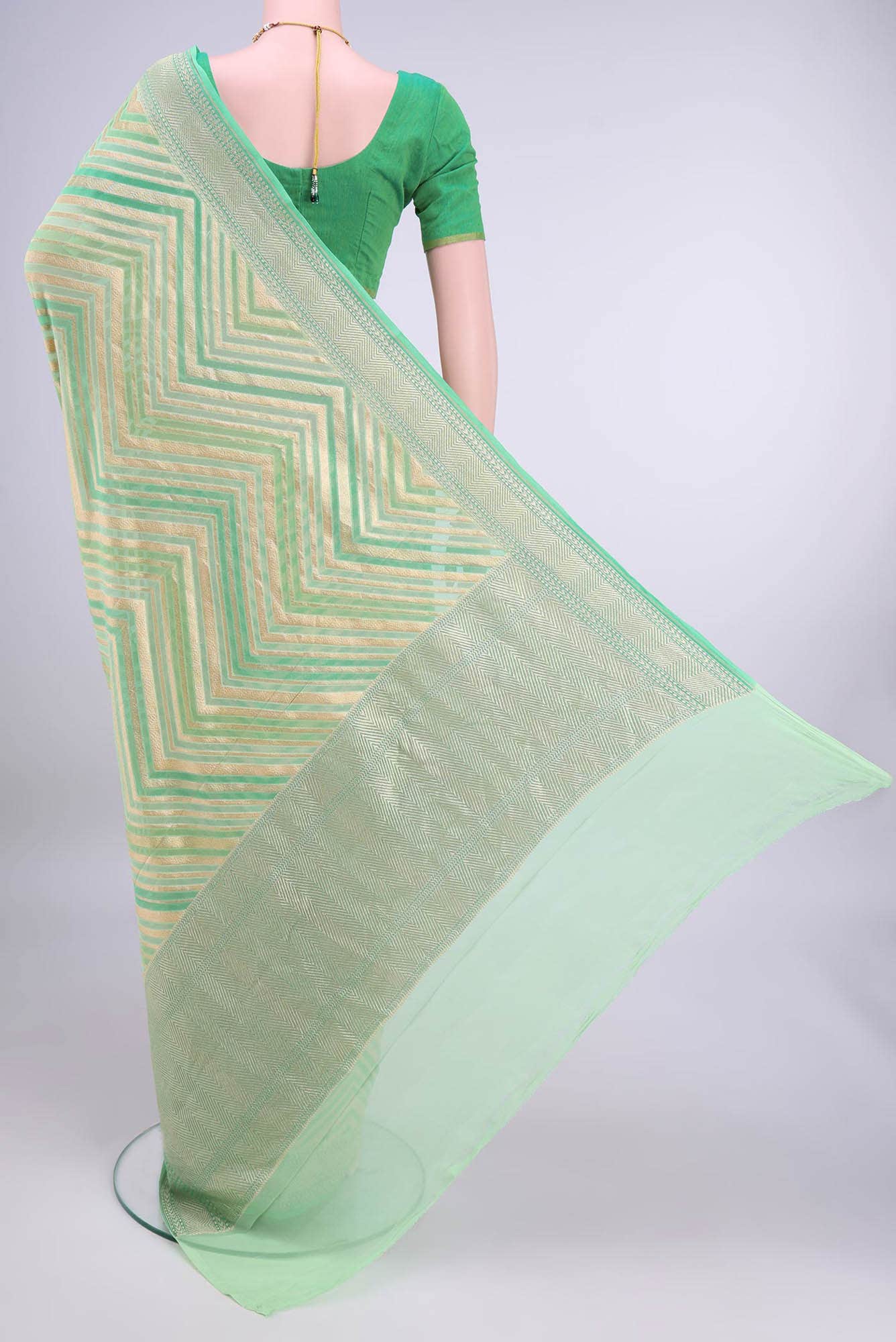 Acid Green Banarasi Georgette Saree