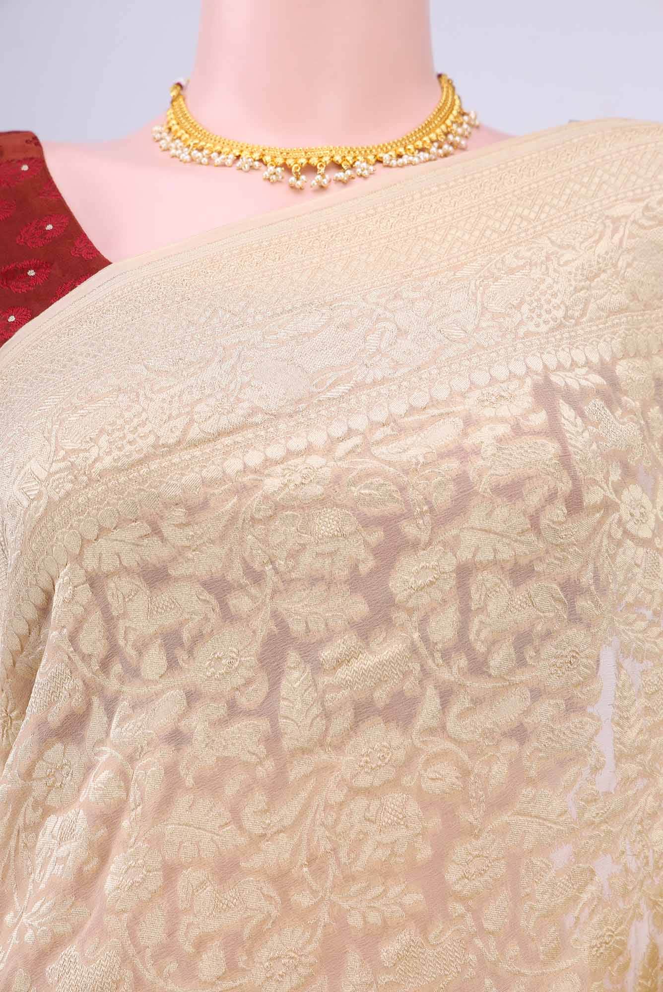 Beige Banarasi Georgette Saree