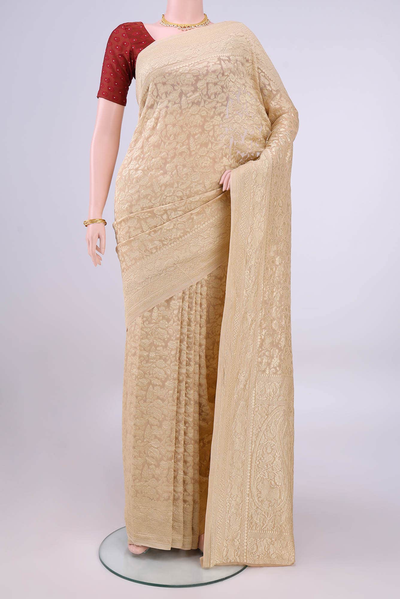 Beige Banarasi Georgette Saree
