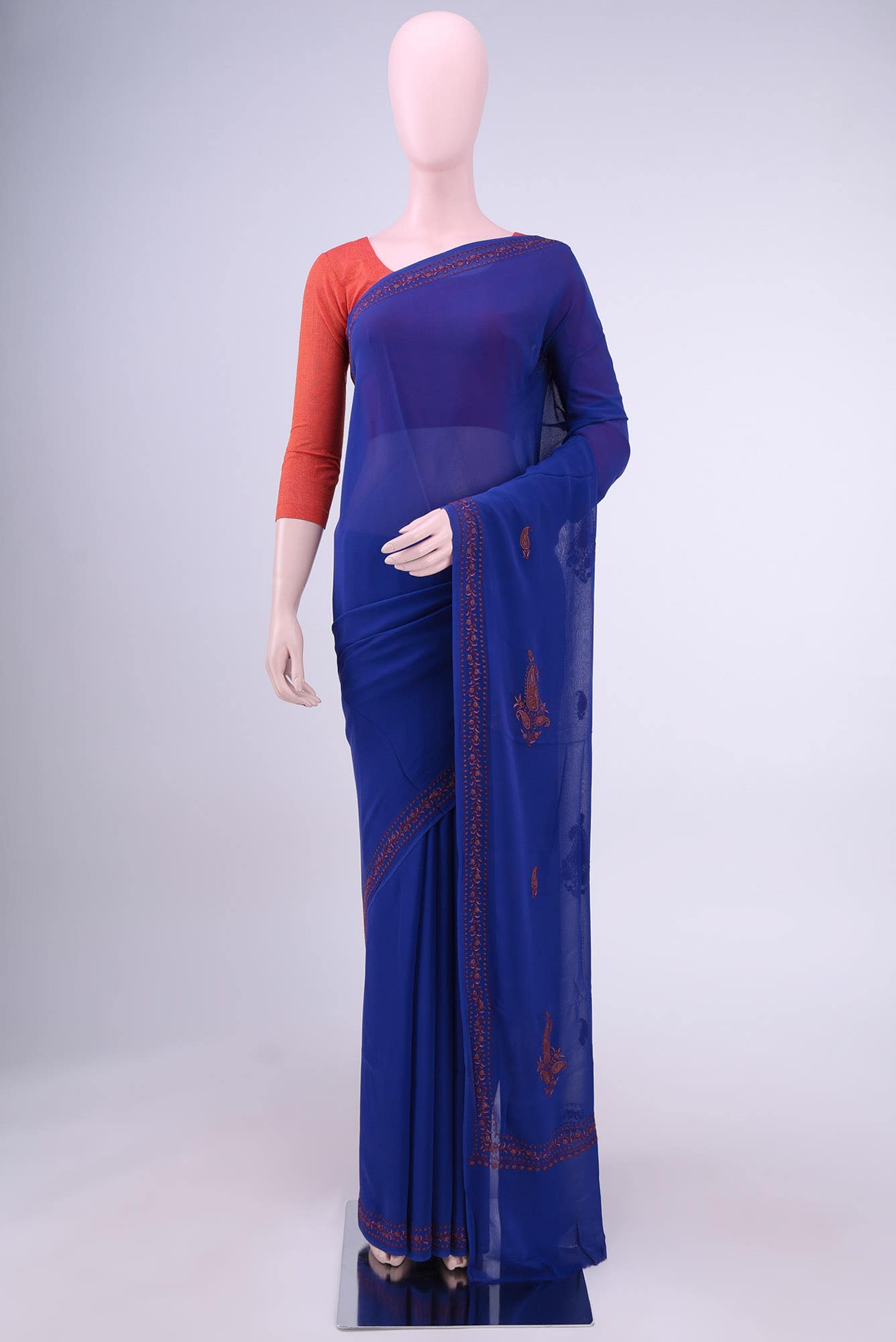 Royal Blue Kashmiri Saree