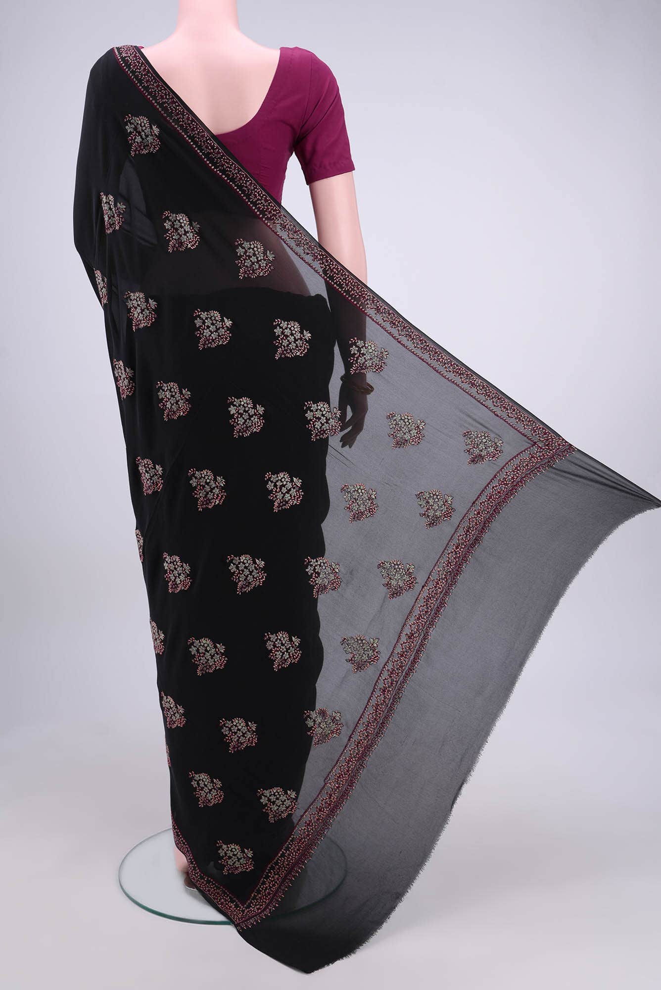Black Kashmiri Saree