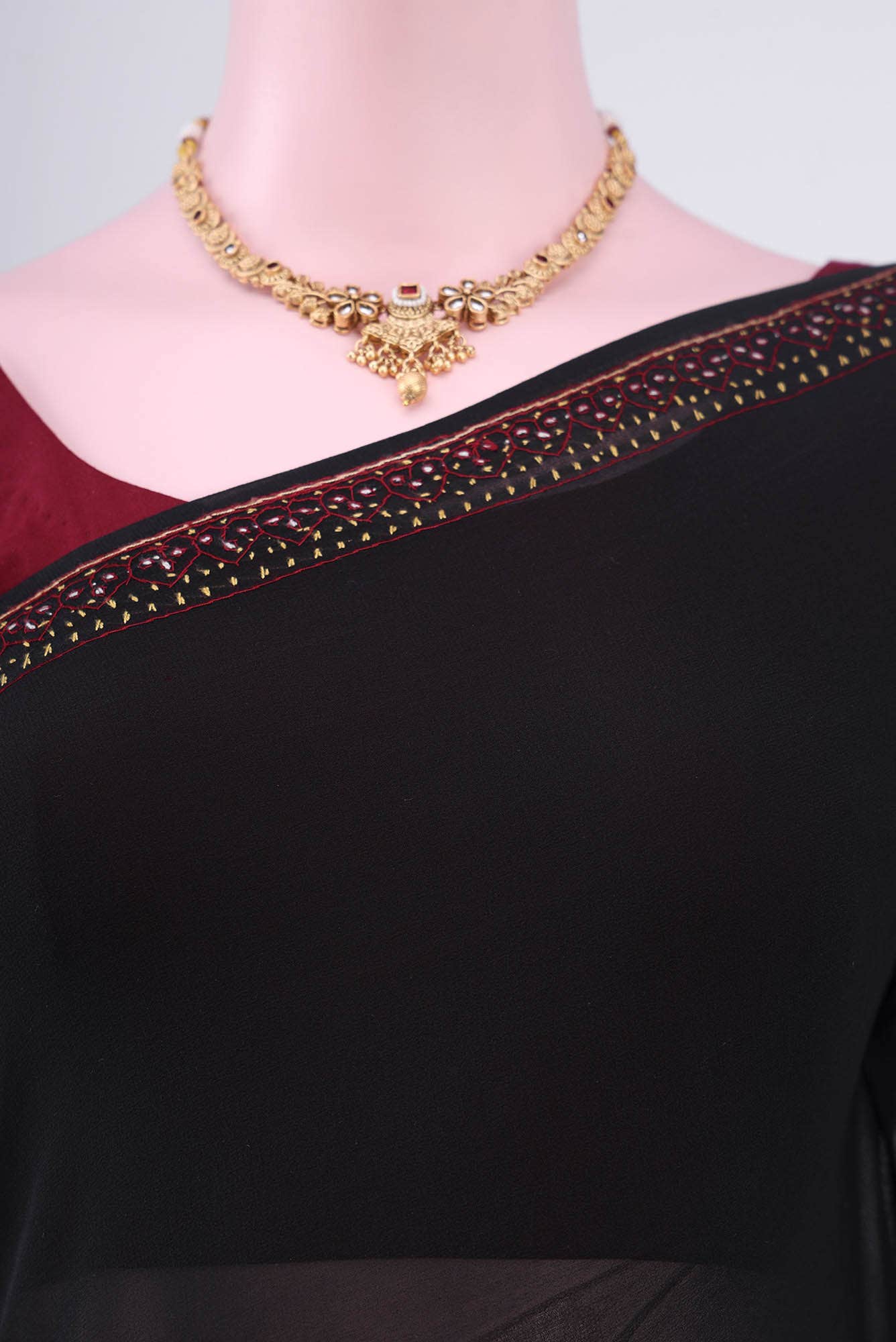 Black Kashmiri Saree