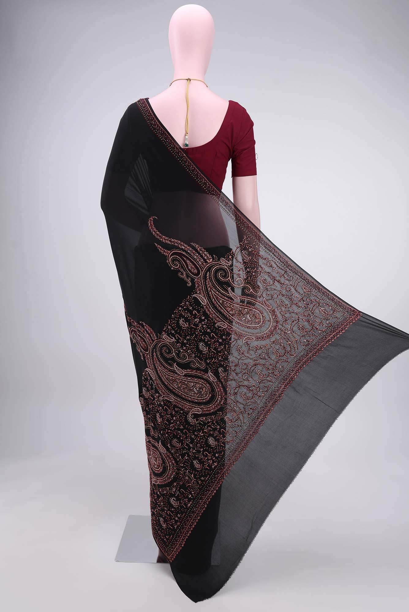Black Kashmiri Saree