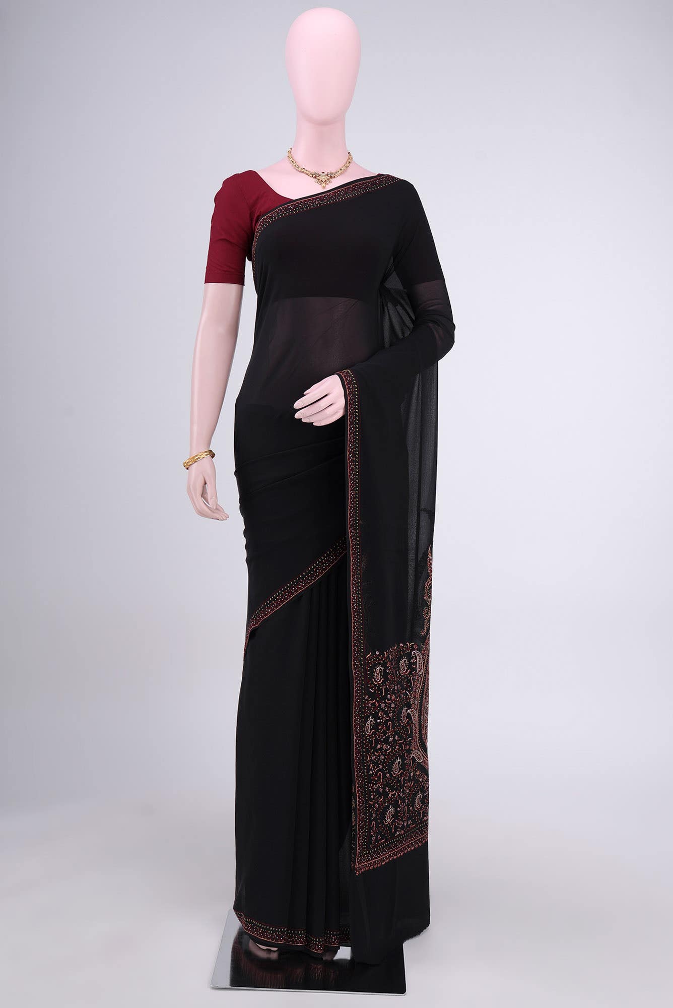 Black Kashmiri Saree
