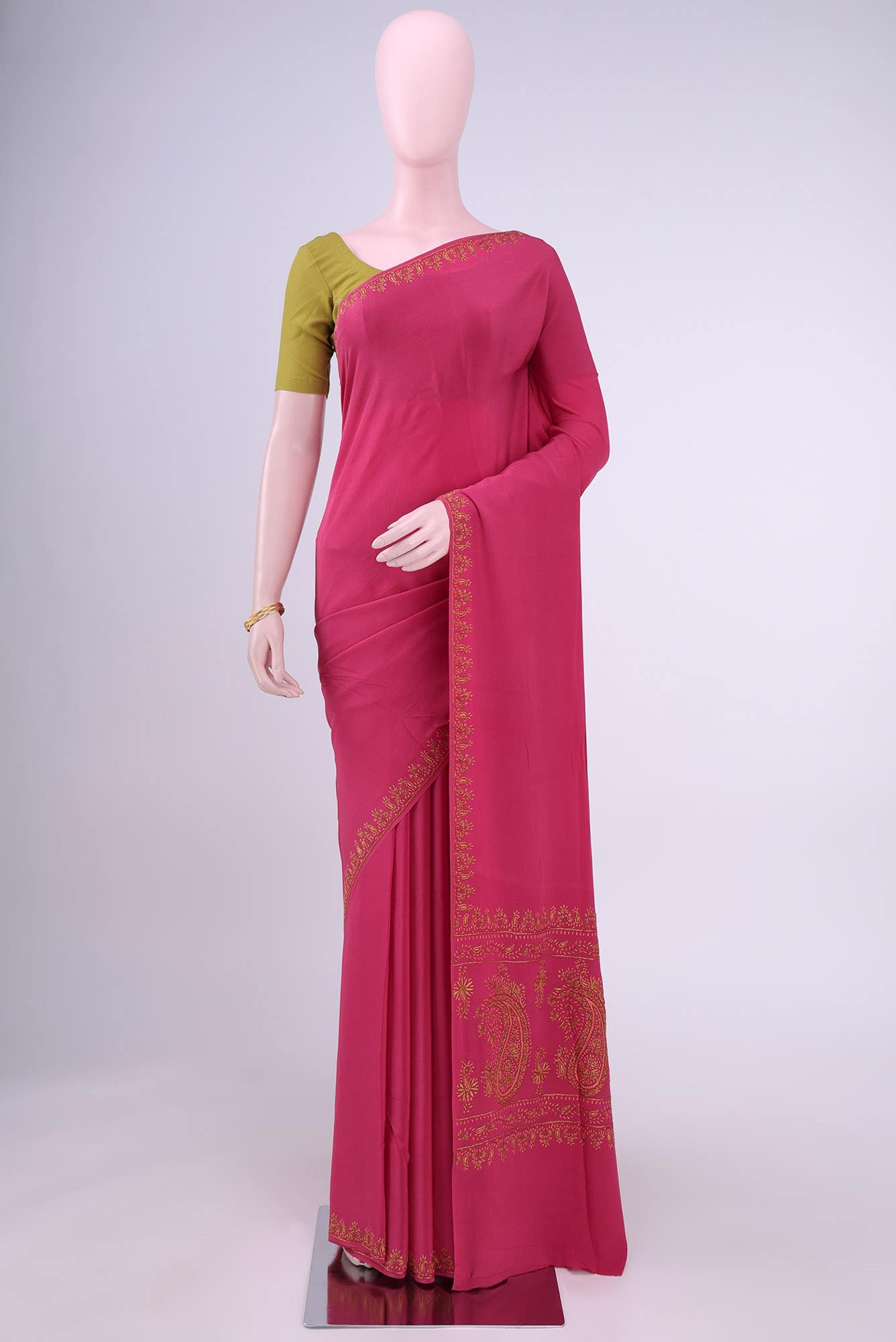 Pink Kashmiri Saree