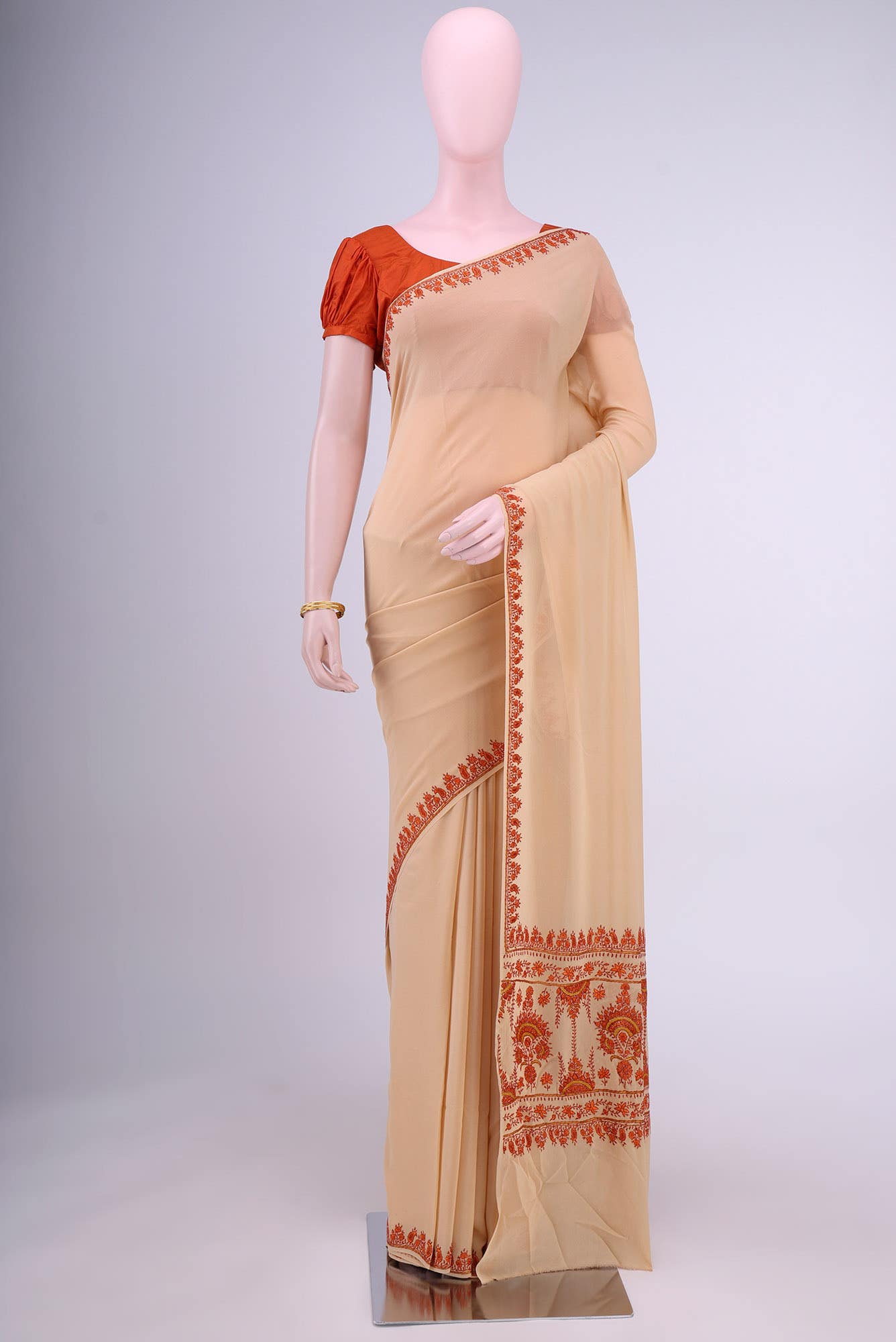 Beige Kashmiri Saree