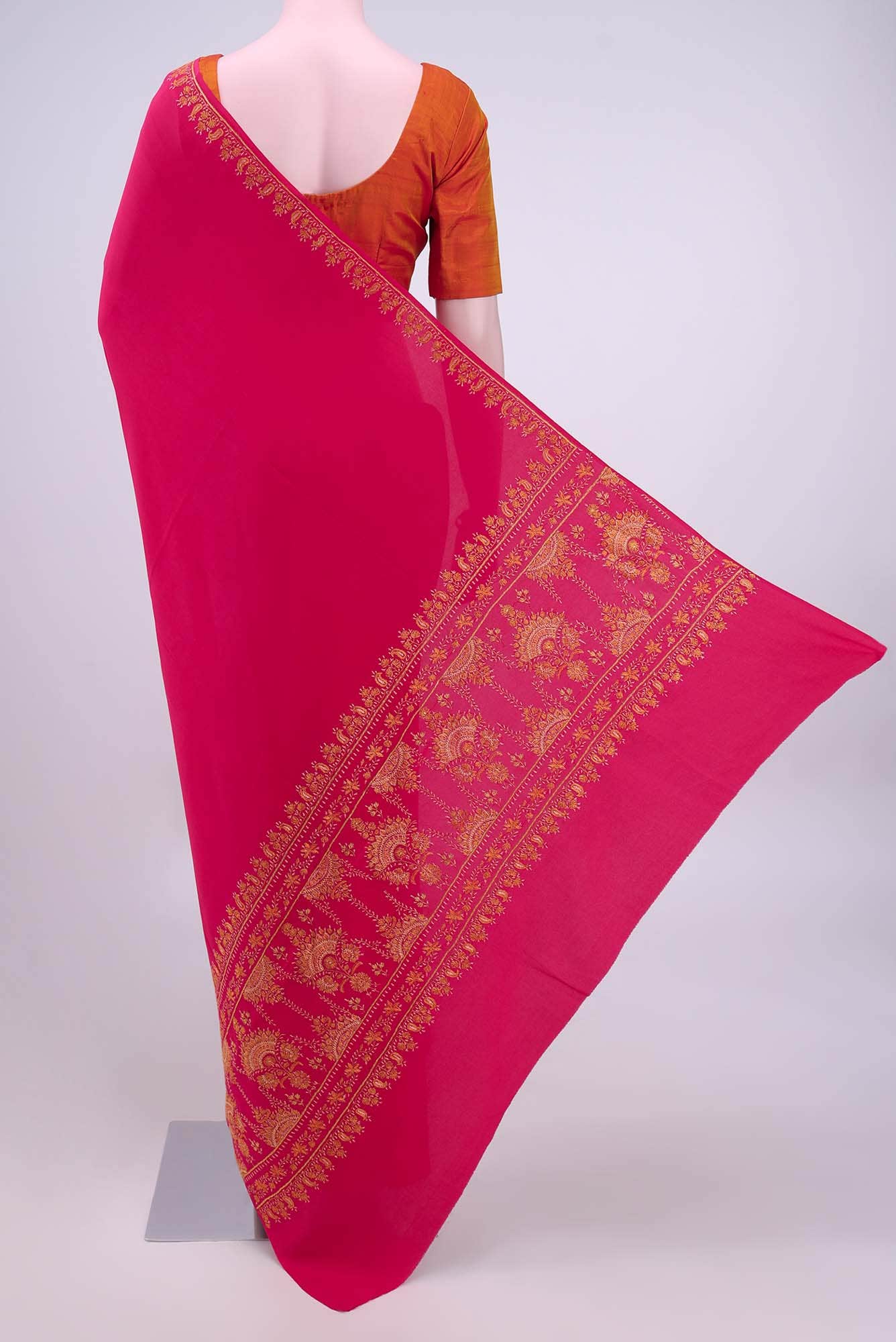 Rani Pink Kashmiri Saree