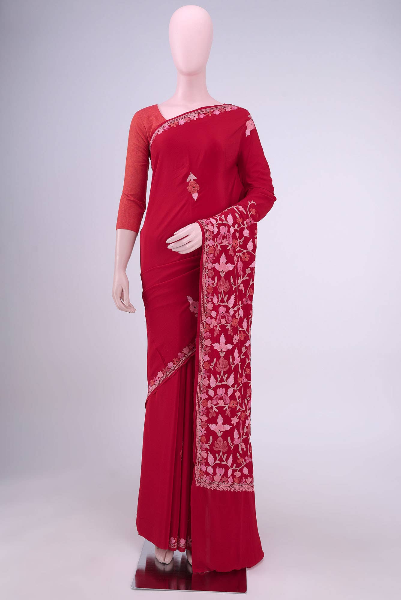 Imperial Red Kashmiri Saree