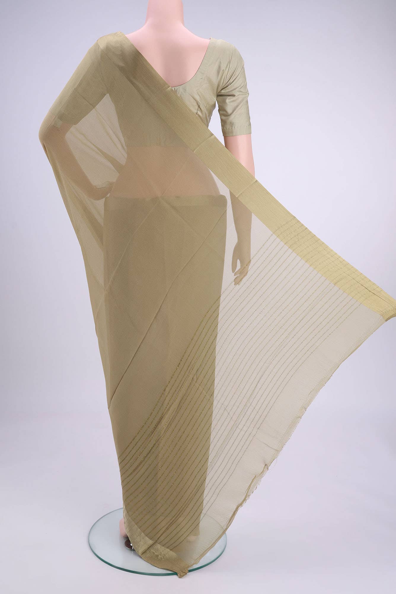 Dark Beige Dual Tone Mysore Chiffon Saree