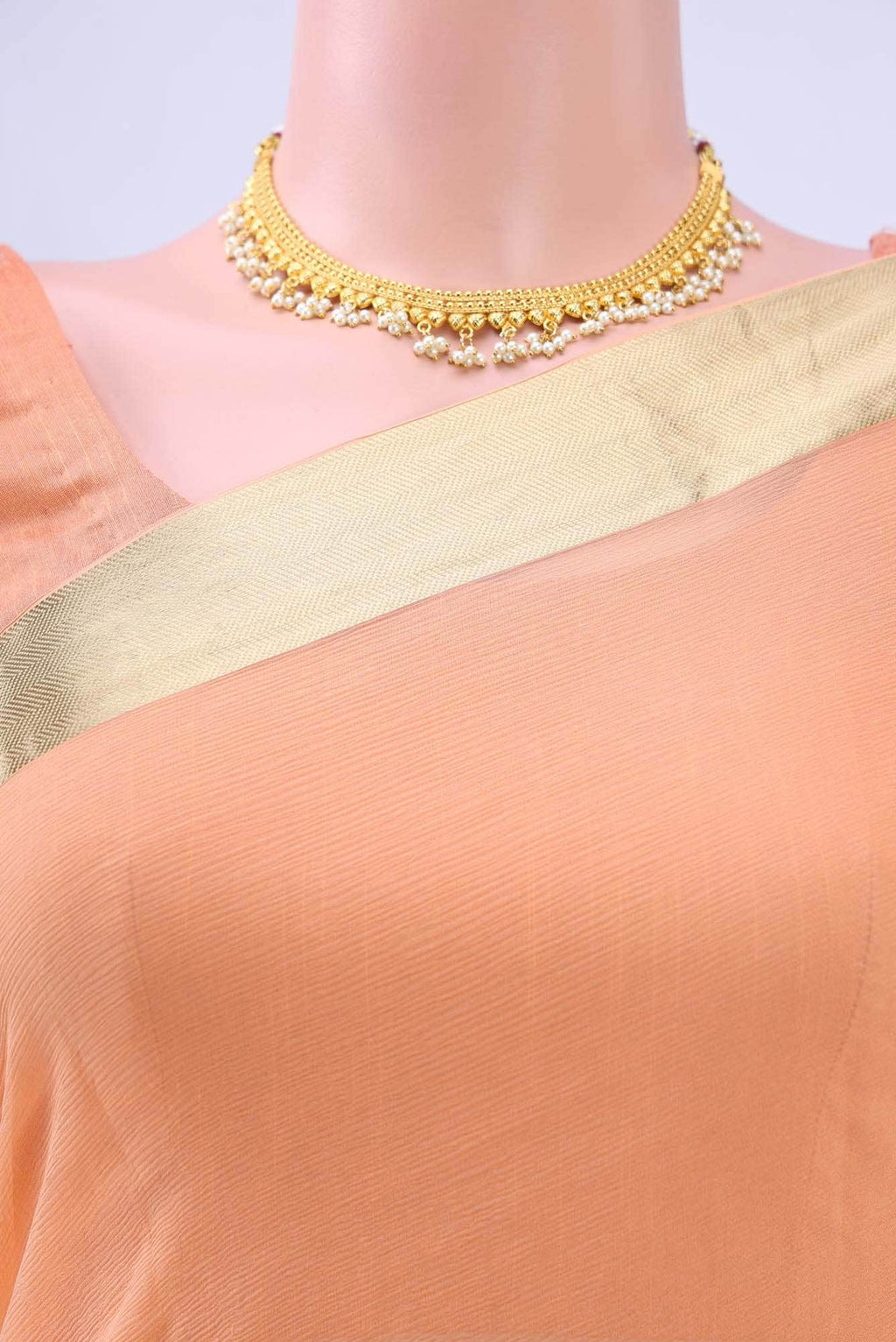 Peach Chiffon Saree