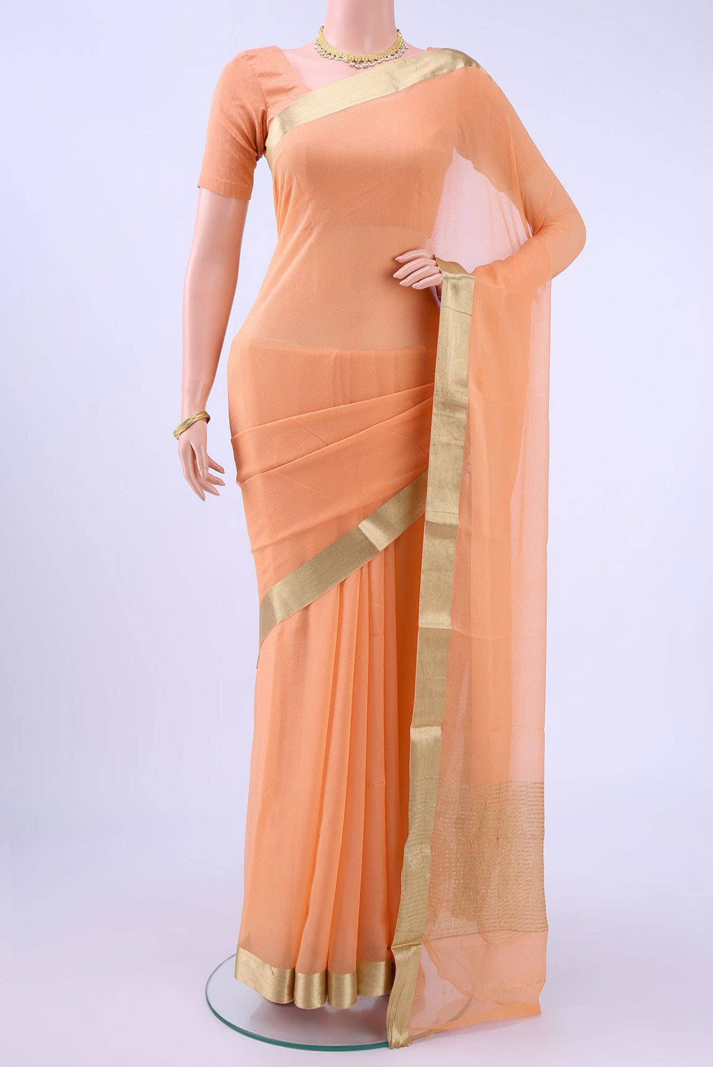 Peach Chiffon Saree