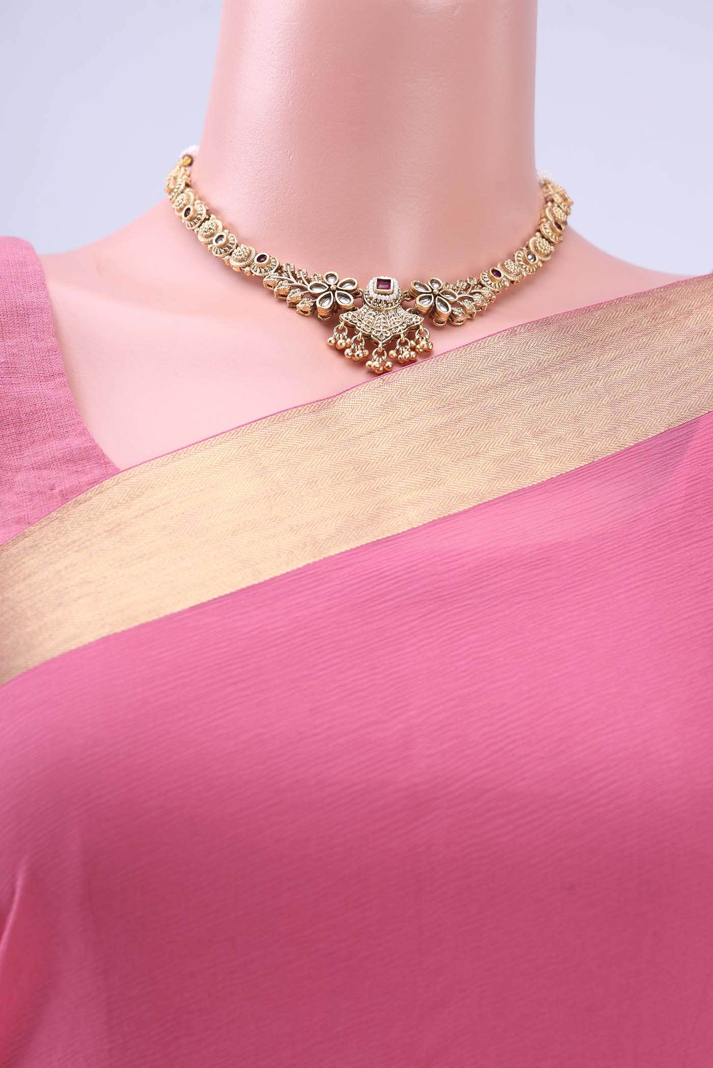 Peach Mysore Chiffon Saree