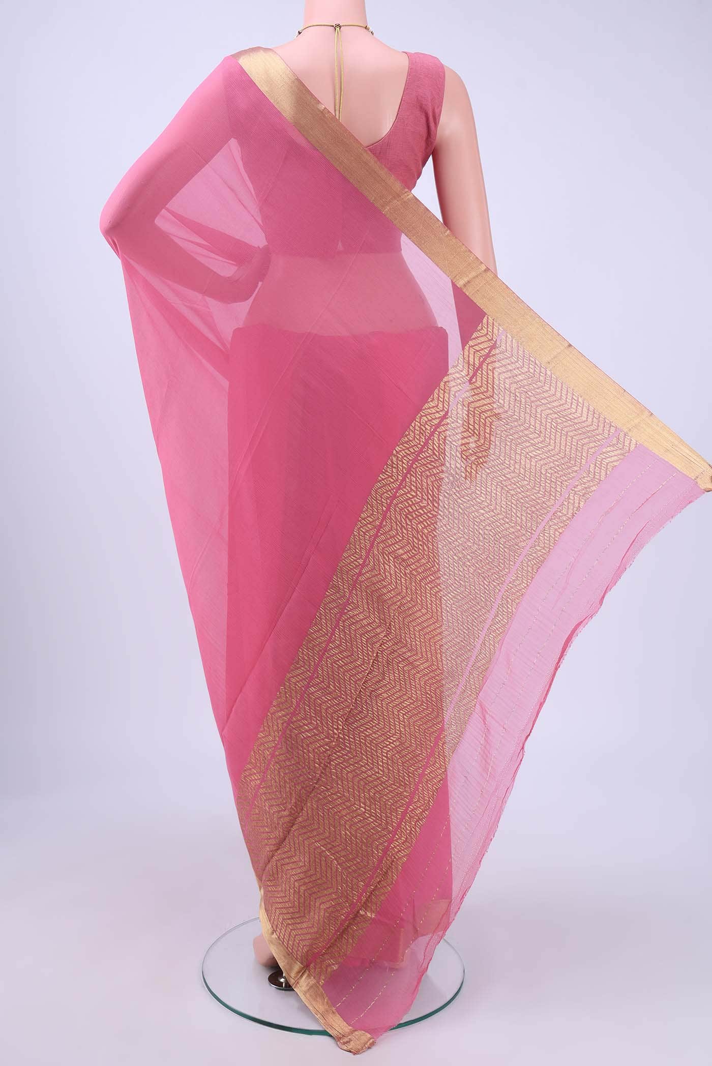 Peach Mysore Chiffon Saree