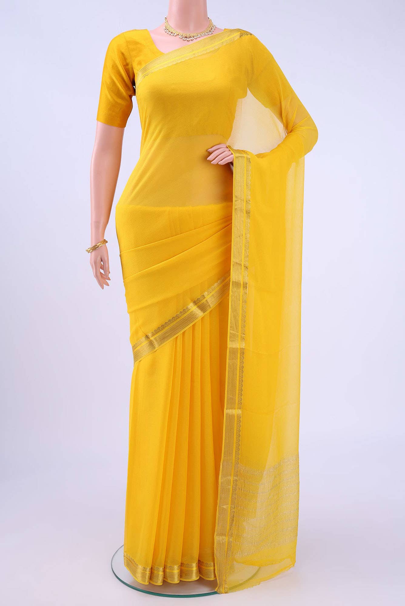 Yellow Chanderi Silk Cotton Saree