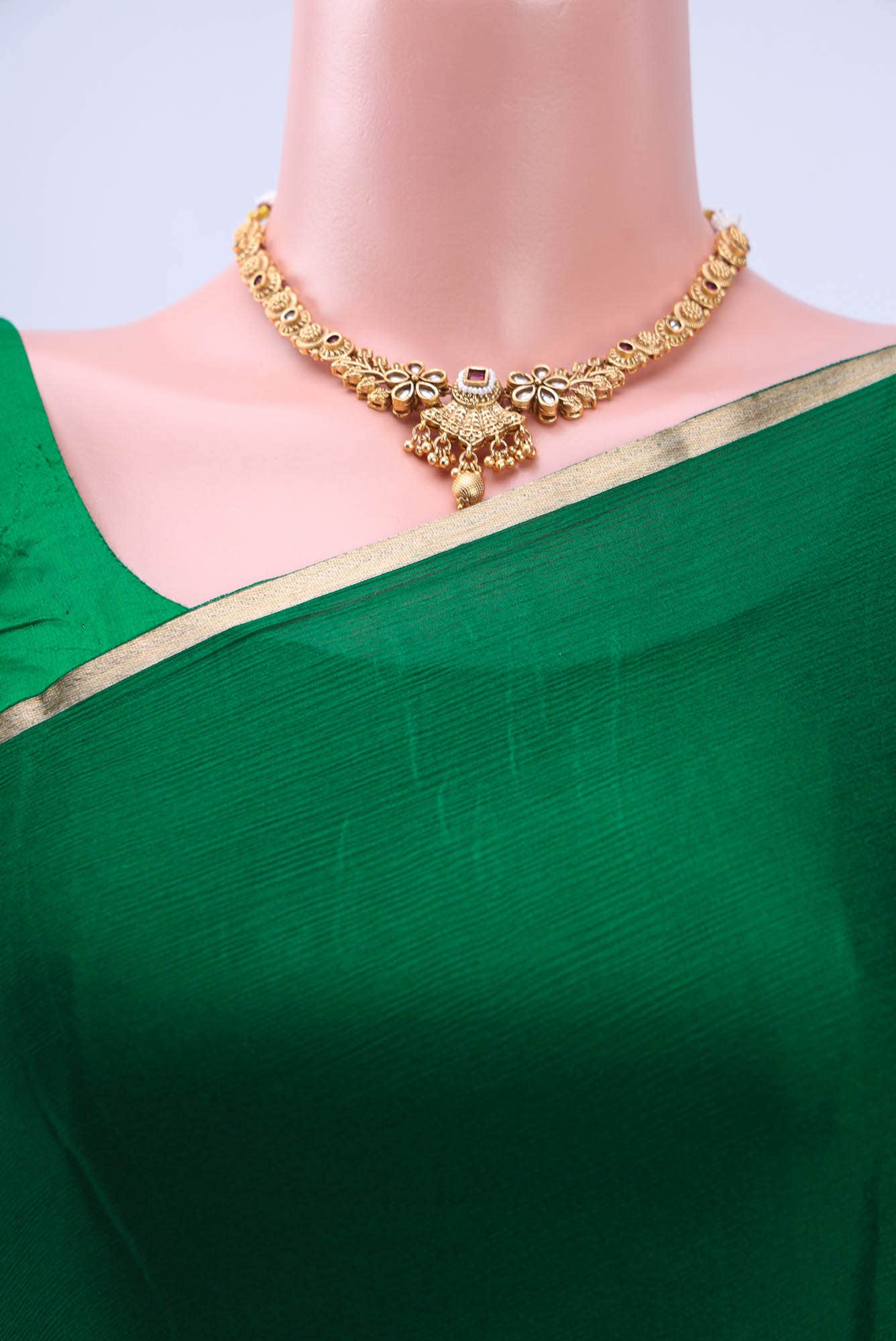Bottle Green Mysore Chiffon Saree