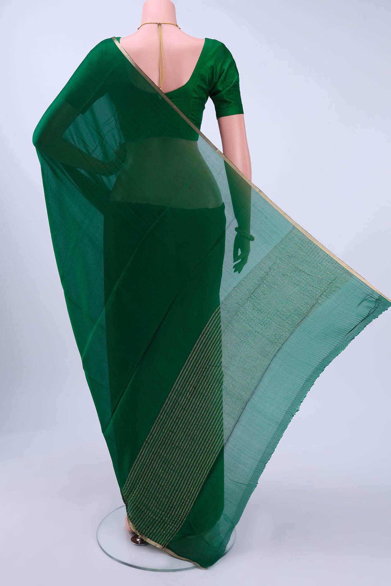 Bottle Green Mysore Chiffon Saree