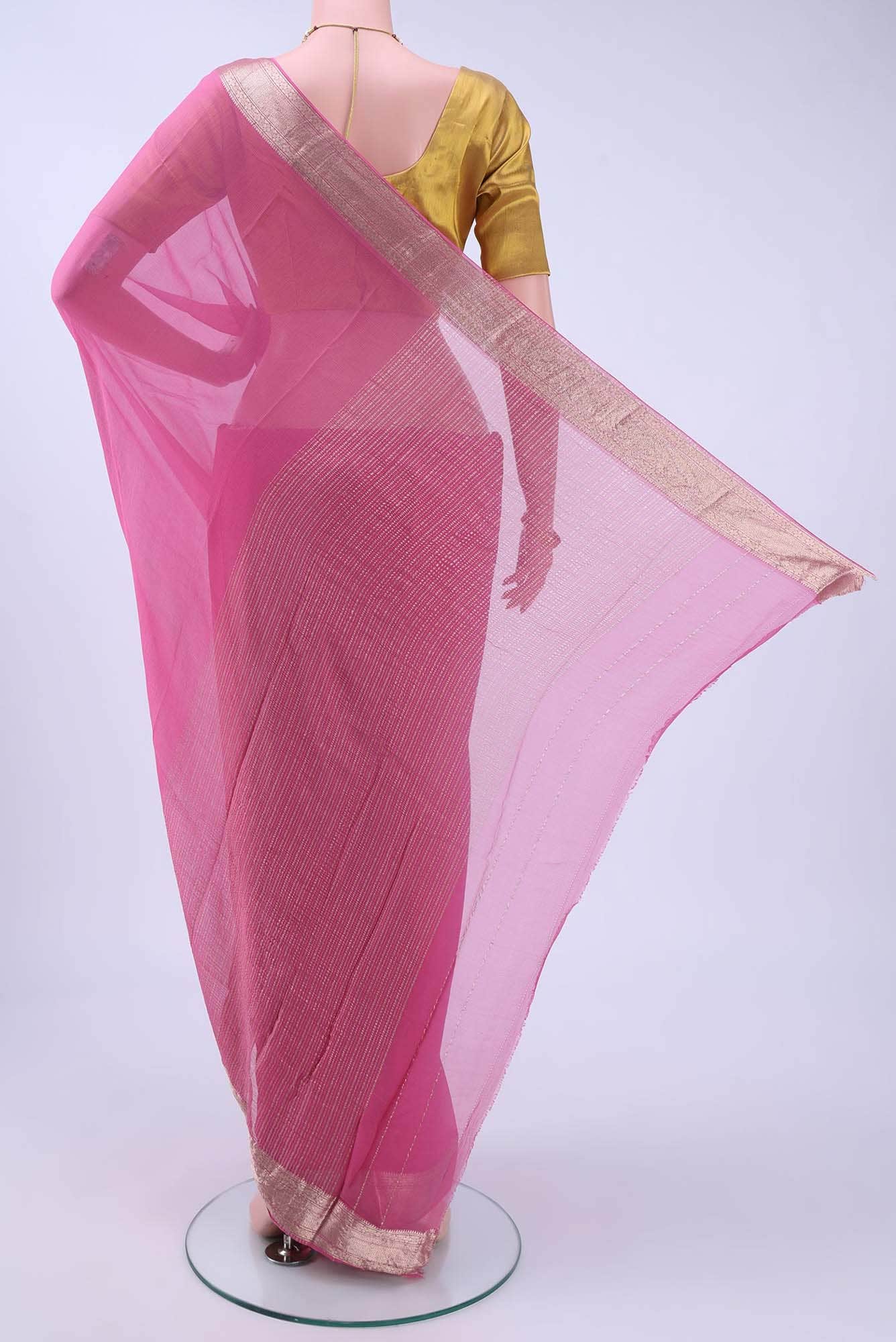 Pink Chanderi Silk Cotton Saree