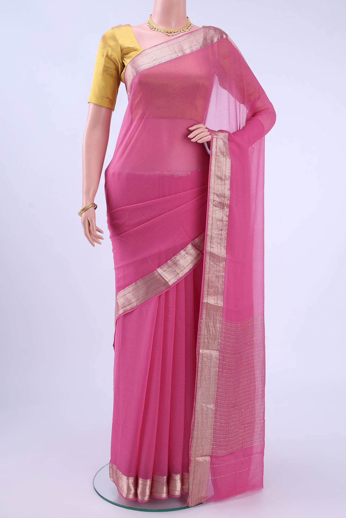 Pink Chanderi Silk Cotton Saree