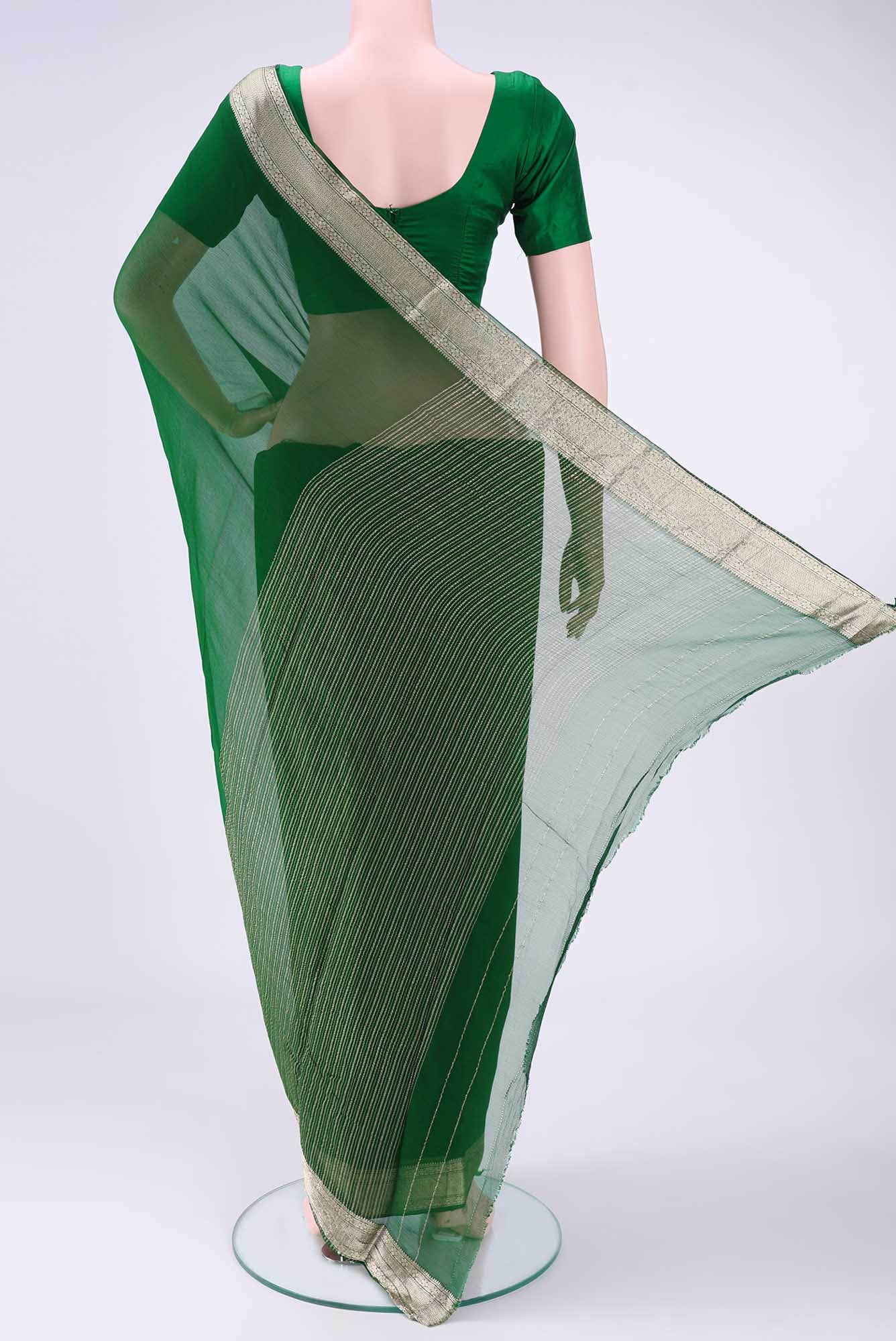 Green Dual Tone Mysore Chiffon Saree