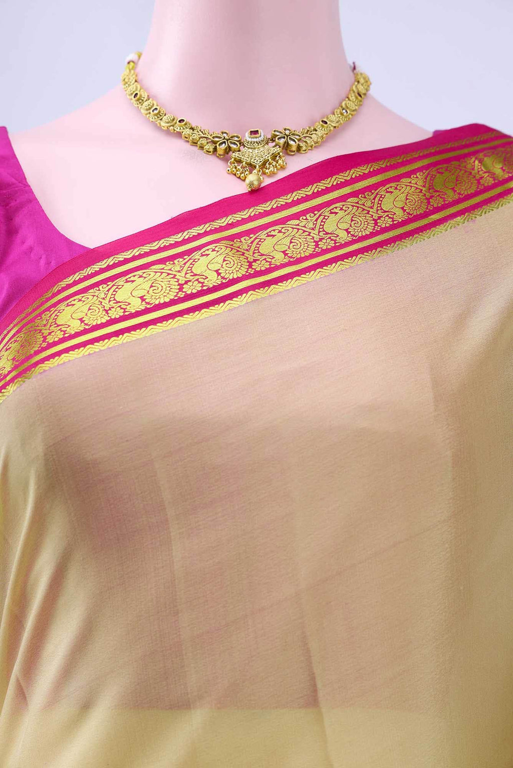 Beige Crepe Saree