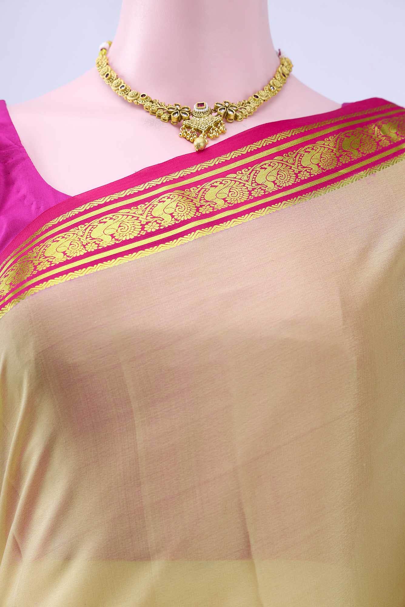 Beige Crepe Saree
