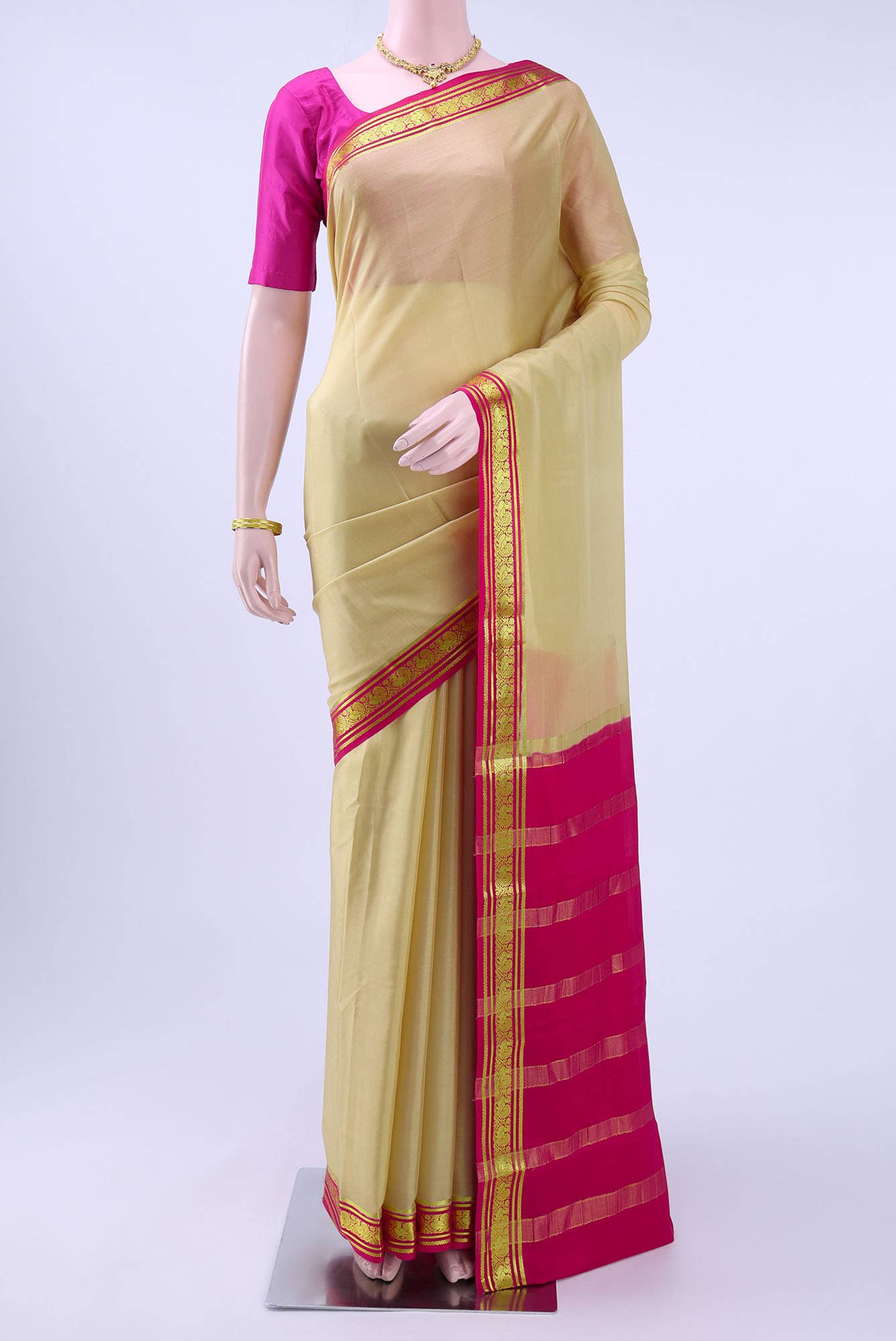 Beige Crepe Saree