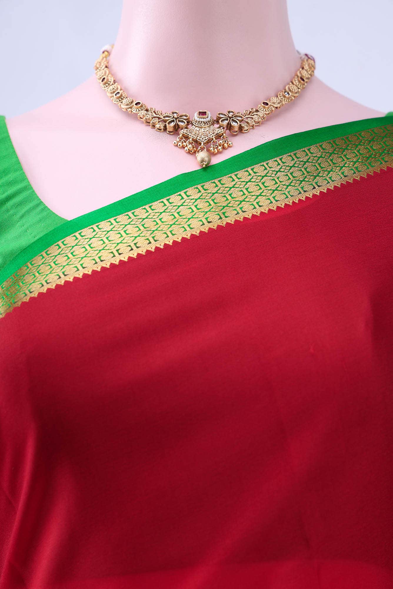 Deep Red Crepe Saree
