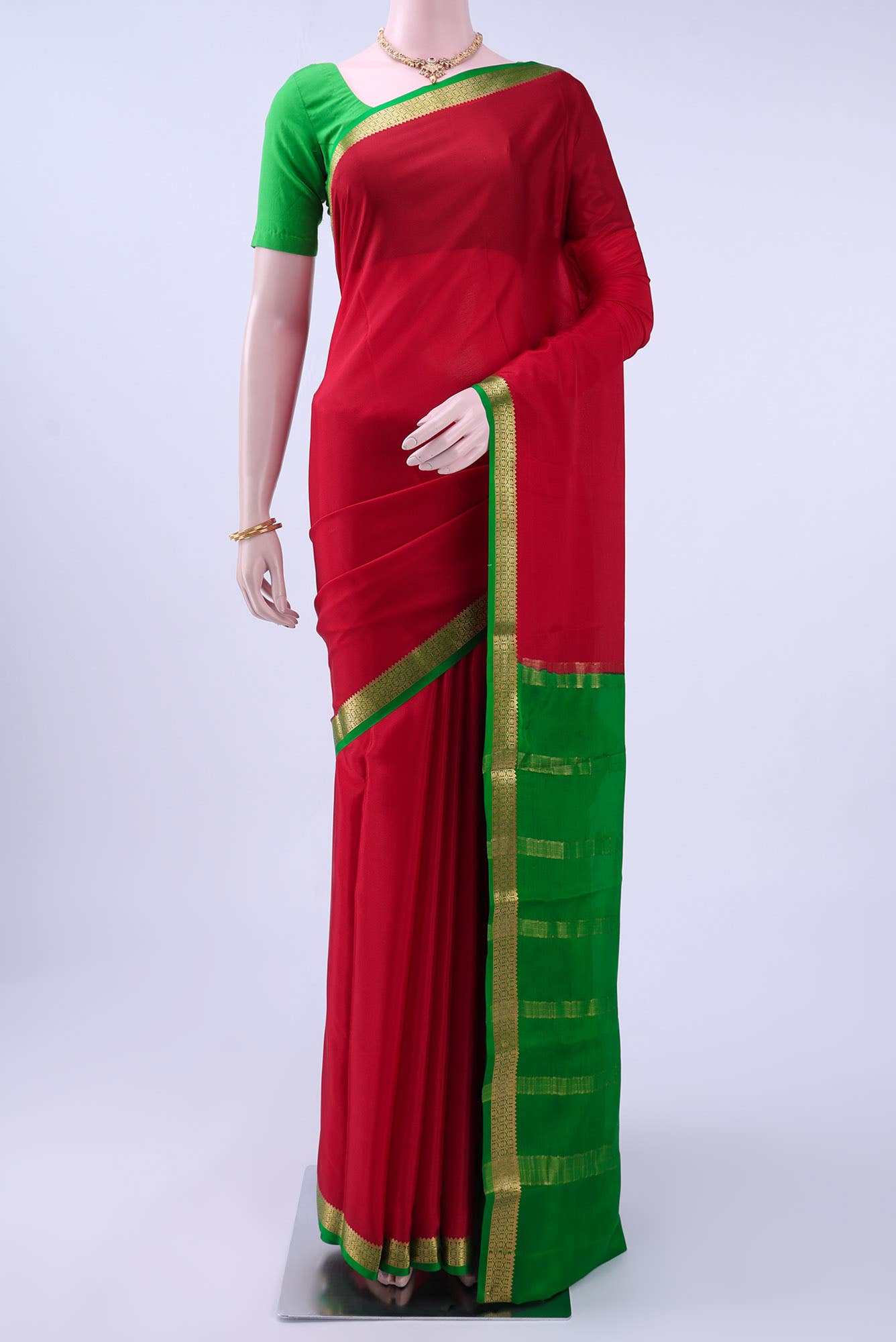 Deep Red Crepe Saree