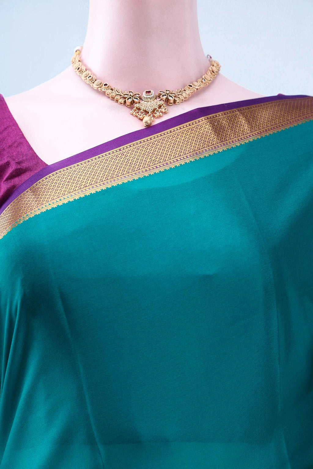 Blue Crepe Saree