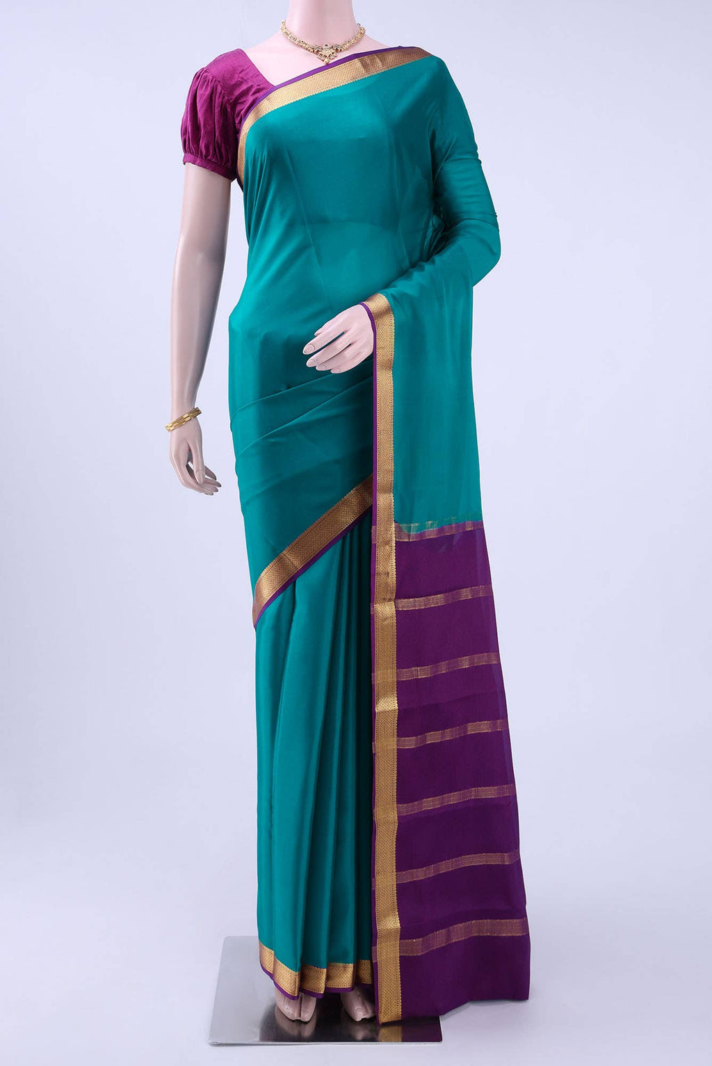 Blue Crepe Saree