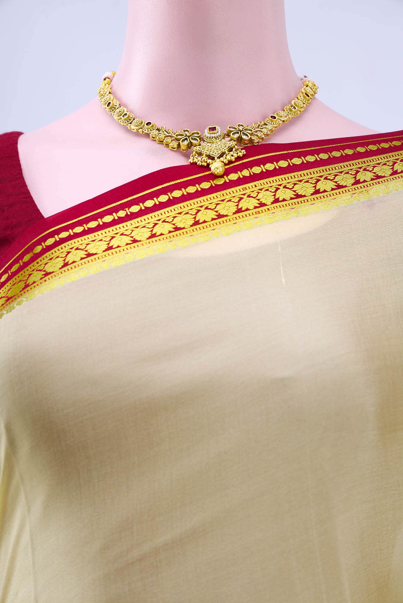 Beige Crepe Saree