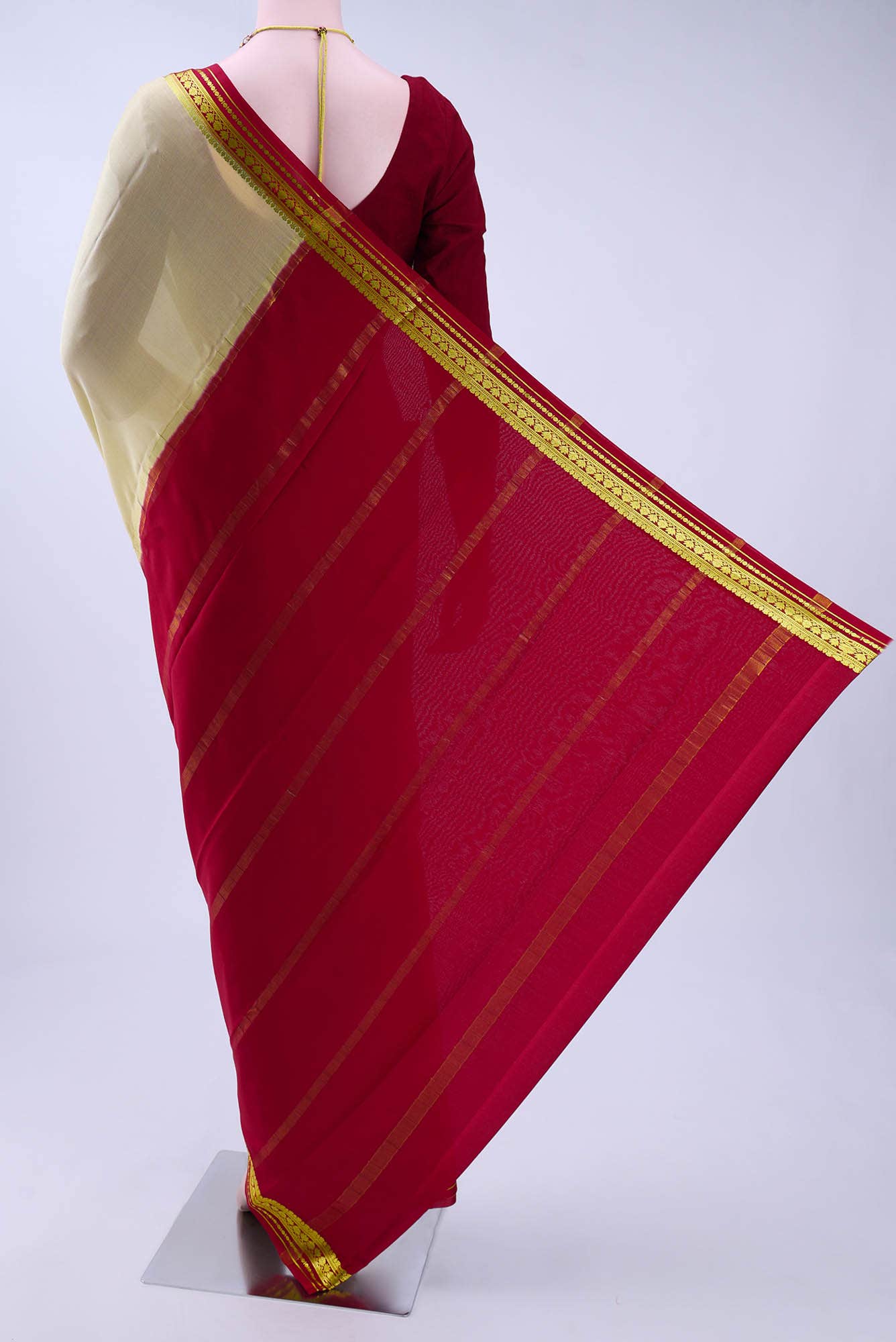 Beige Crepe Saree