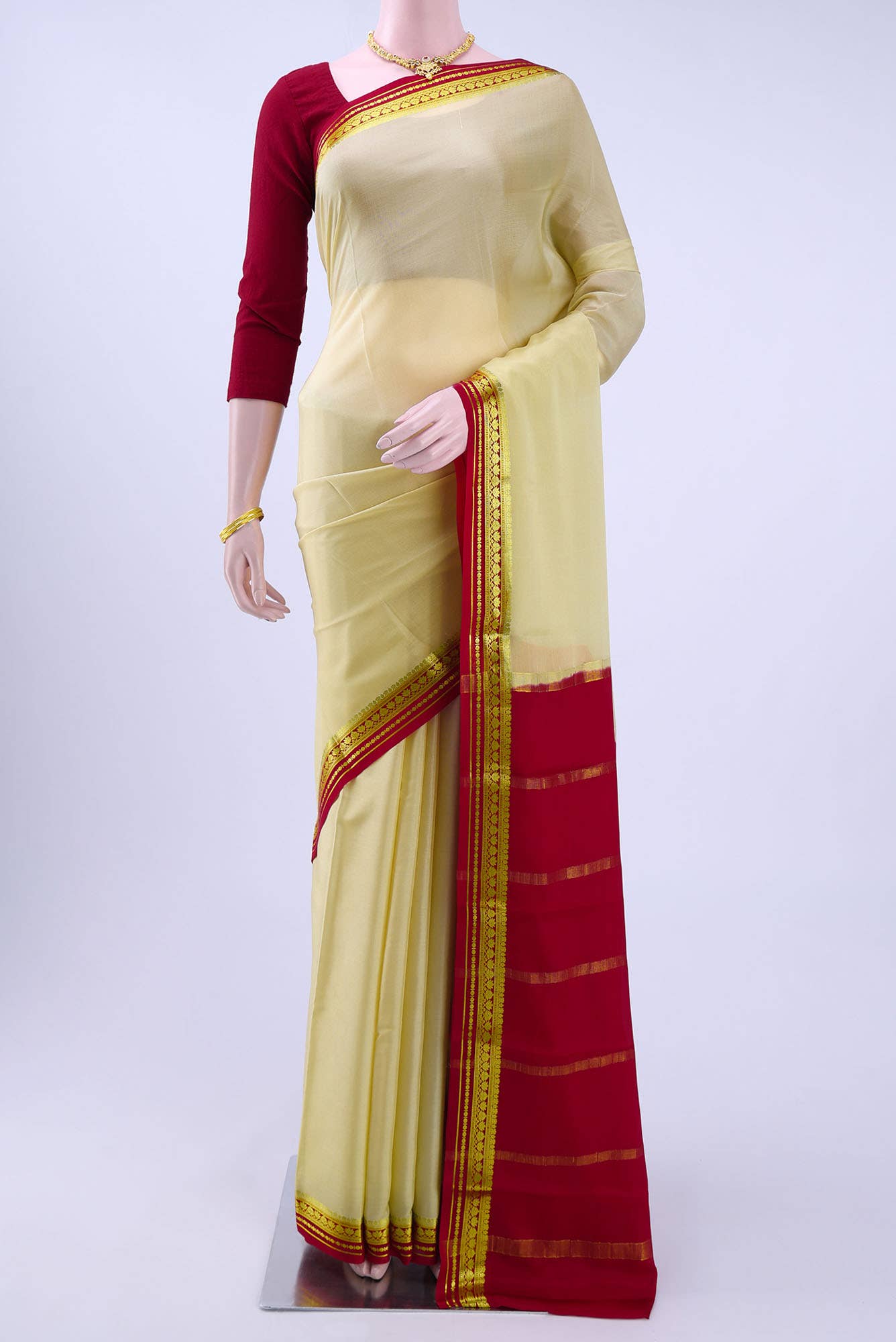 Beige Crepe Saree