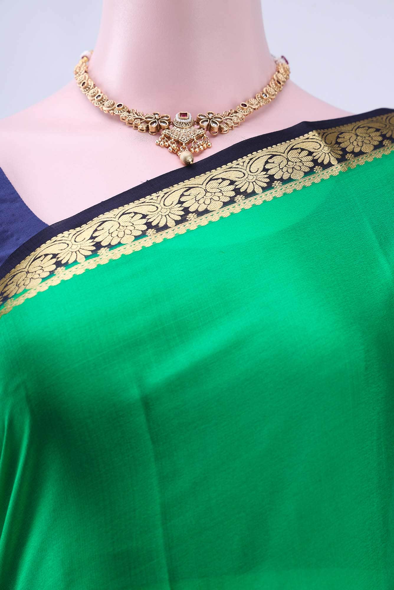 Green Crepe Saree