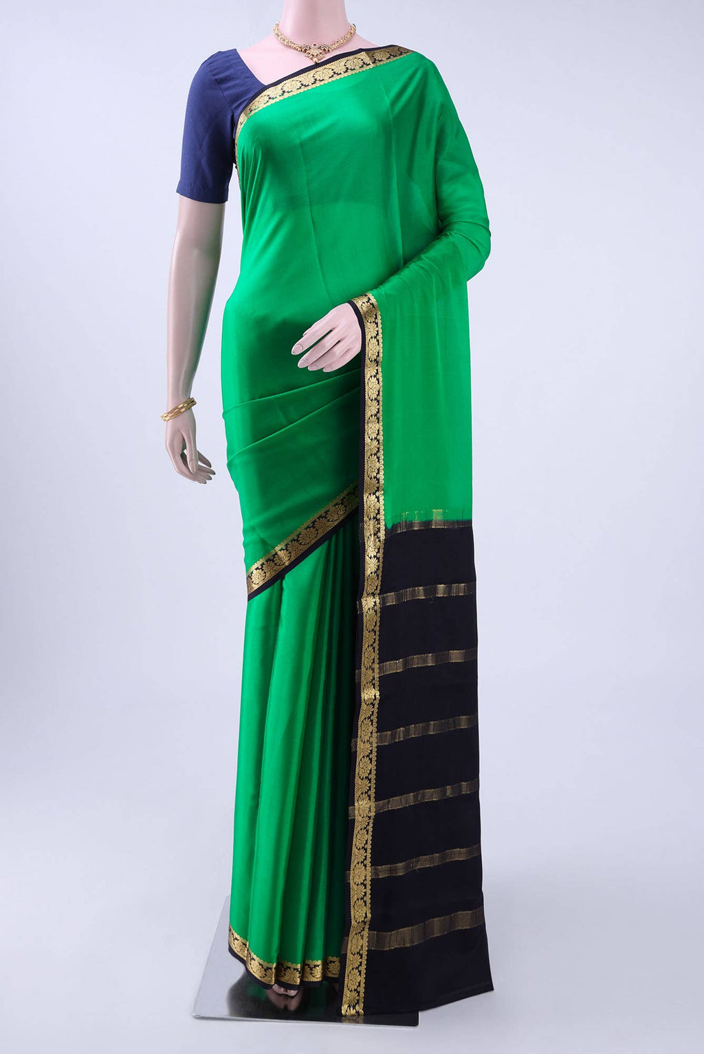 Green Crepe Saree