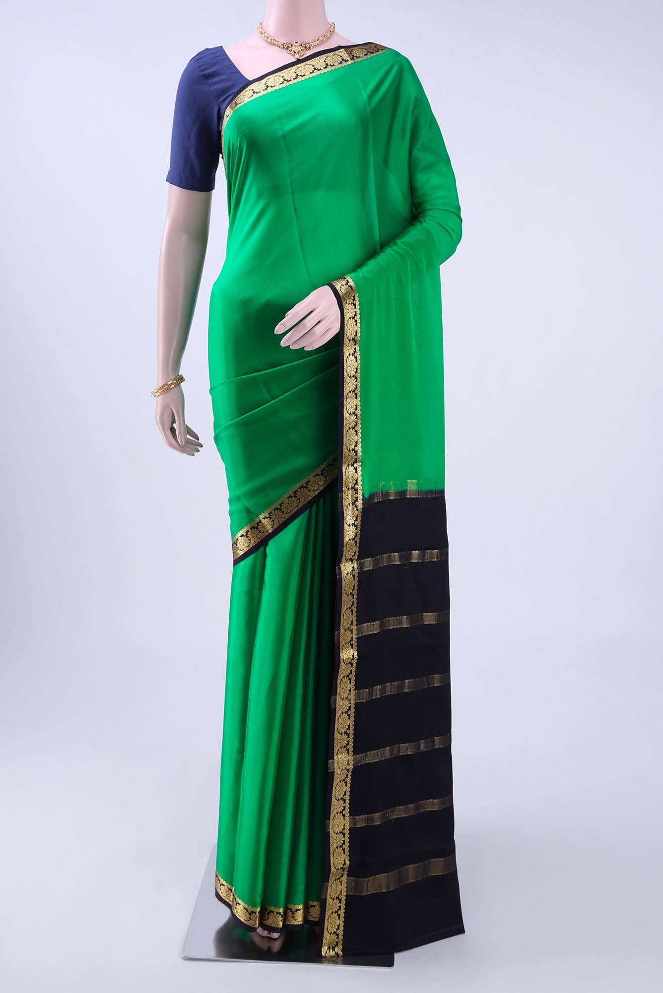 Green Crepe Saree