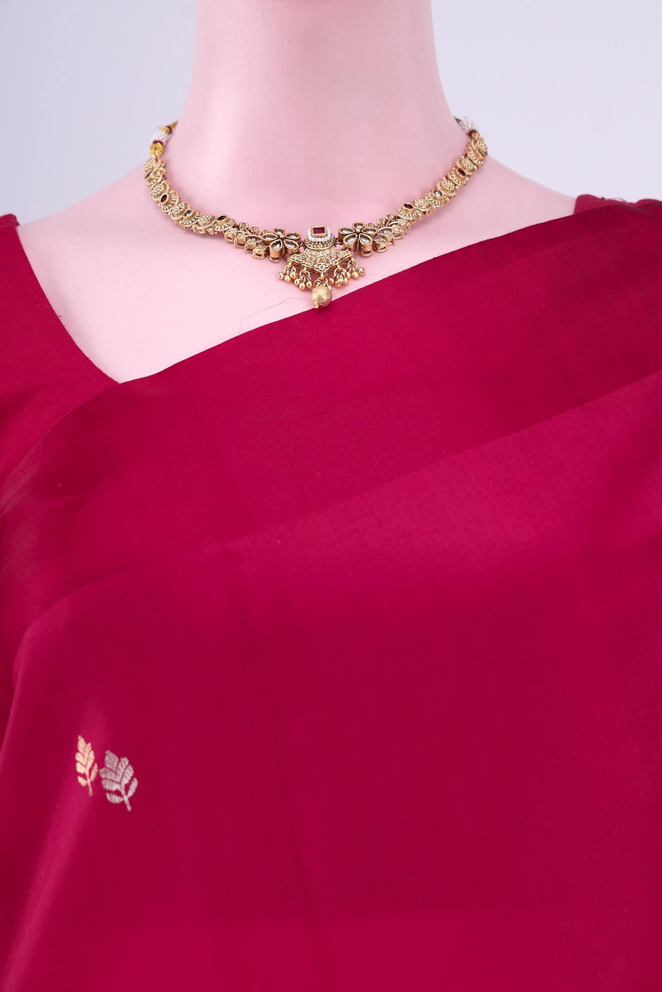 Deep Red Banarasi Katan Silk Saree
