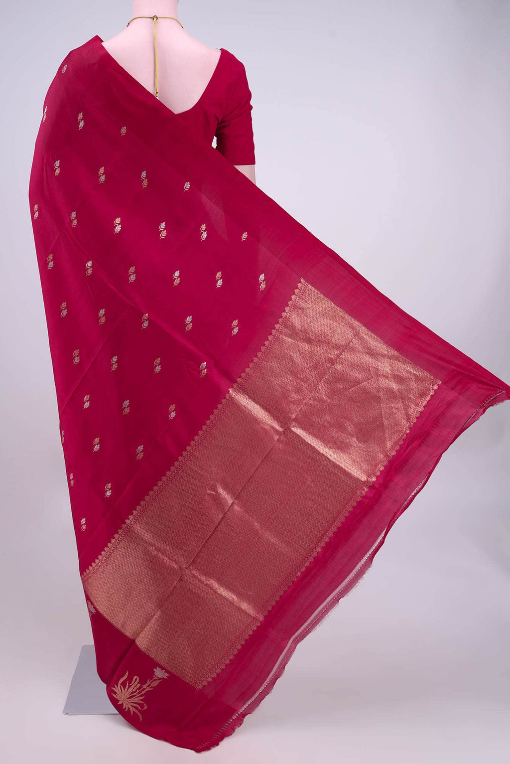 Deep Red Banarasi Katan Silk Saree