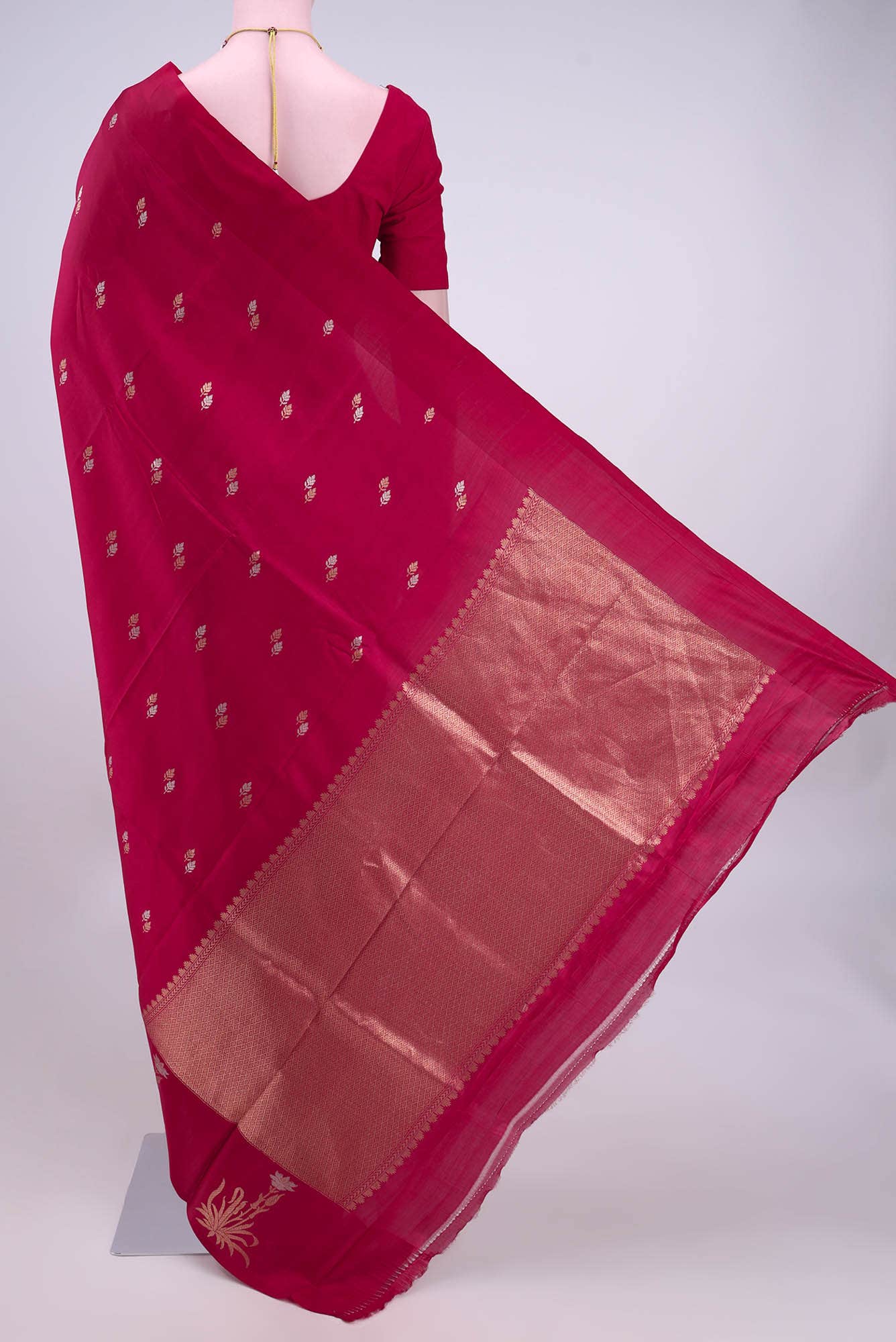 Deep Red Banarasi Katan Silk Saree