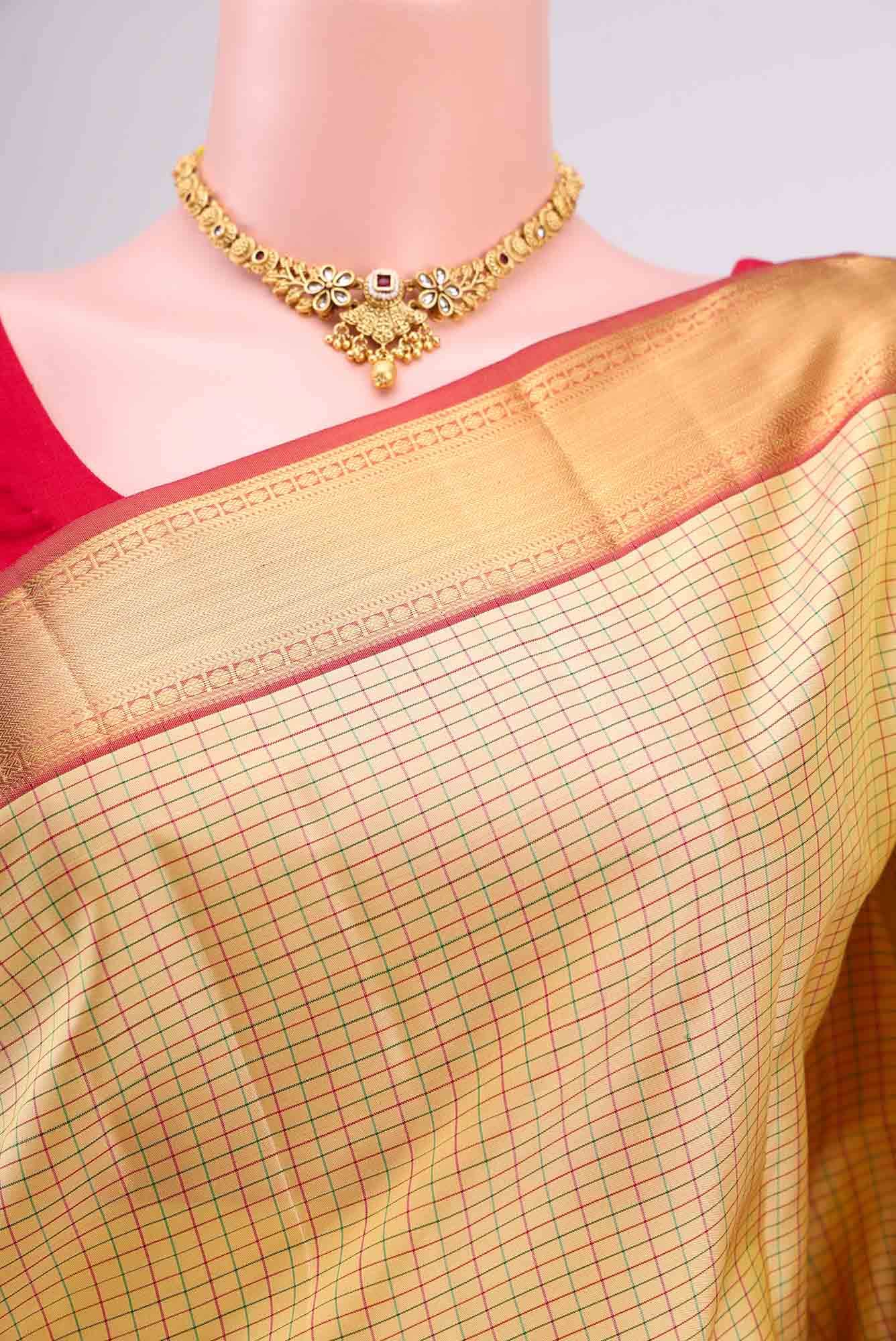 Beige Nangavalli Silk [ Salem ] Saree