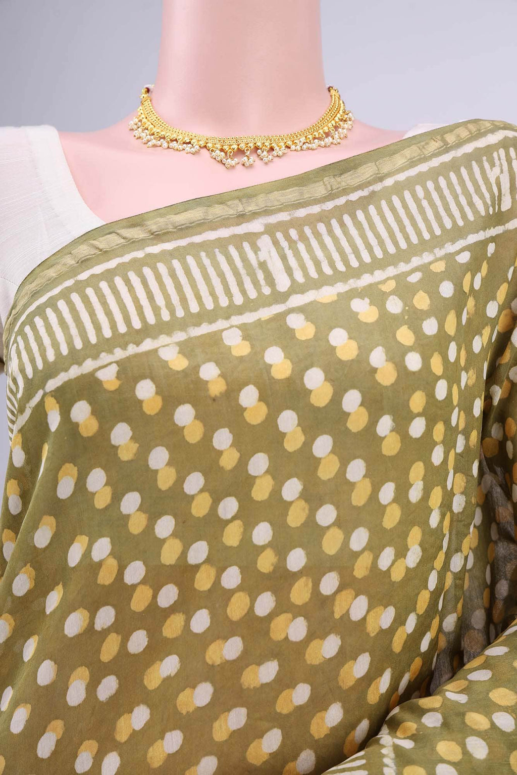 Mehandi Green Chanderi Silk Cotton Saree