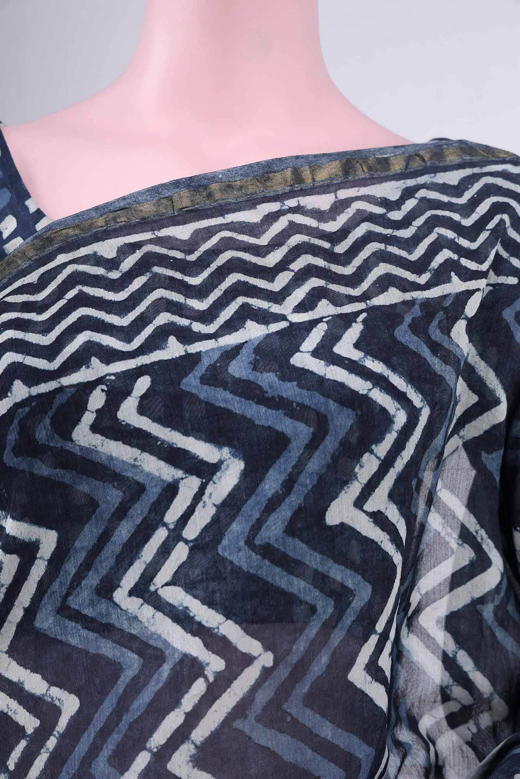 Indigo Chanderi Silk Cotton Saree