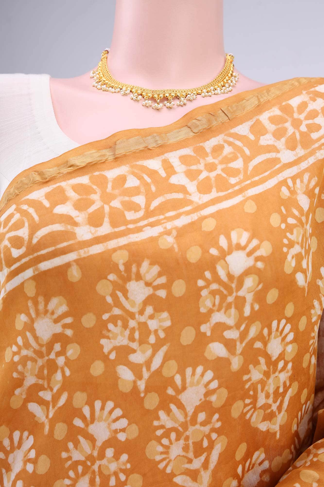 Mustard Chanderi Silk Cotton Saree