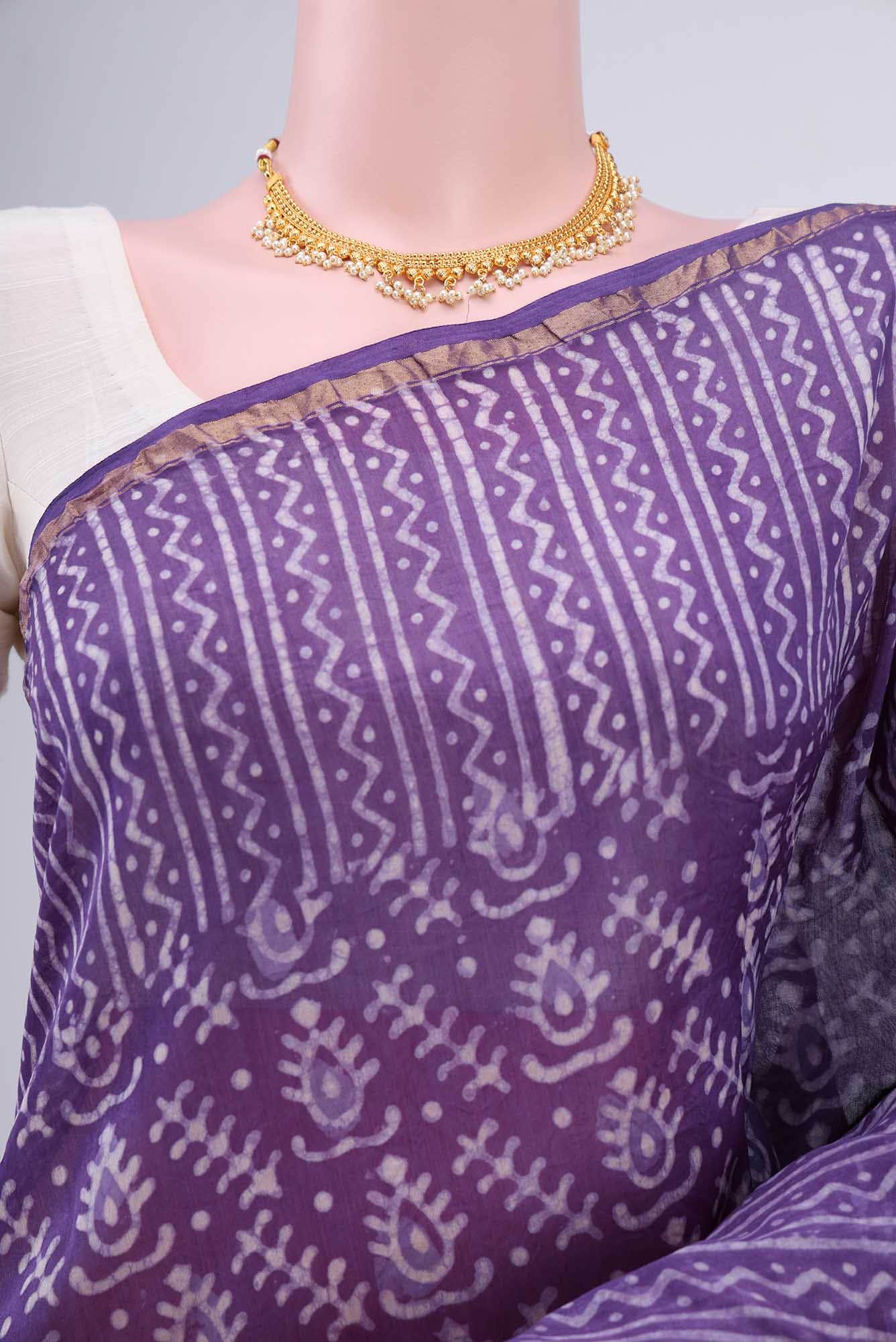 Purple Chanderi Silk Cotton Saree