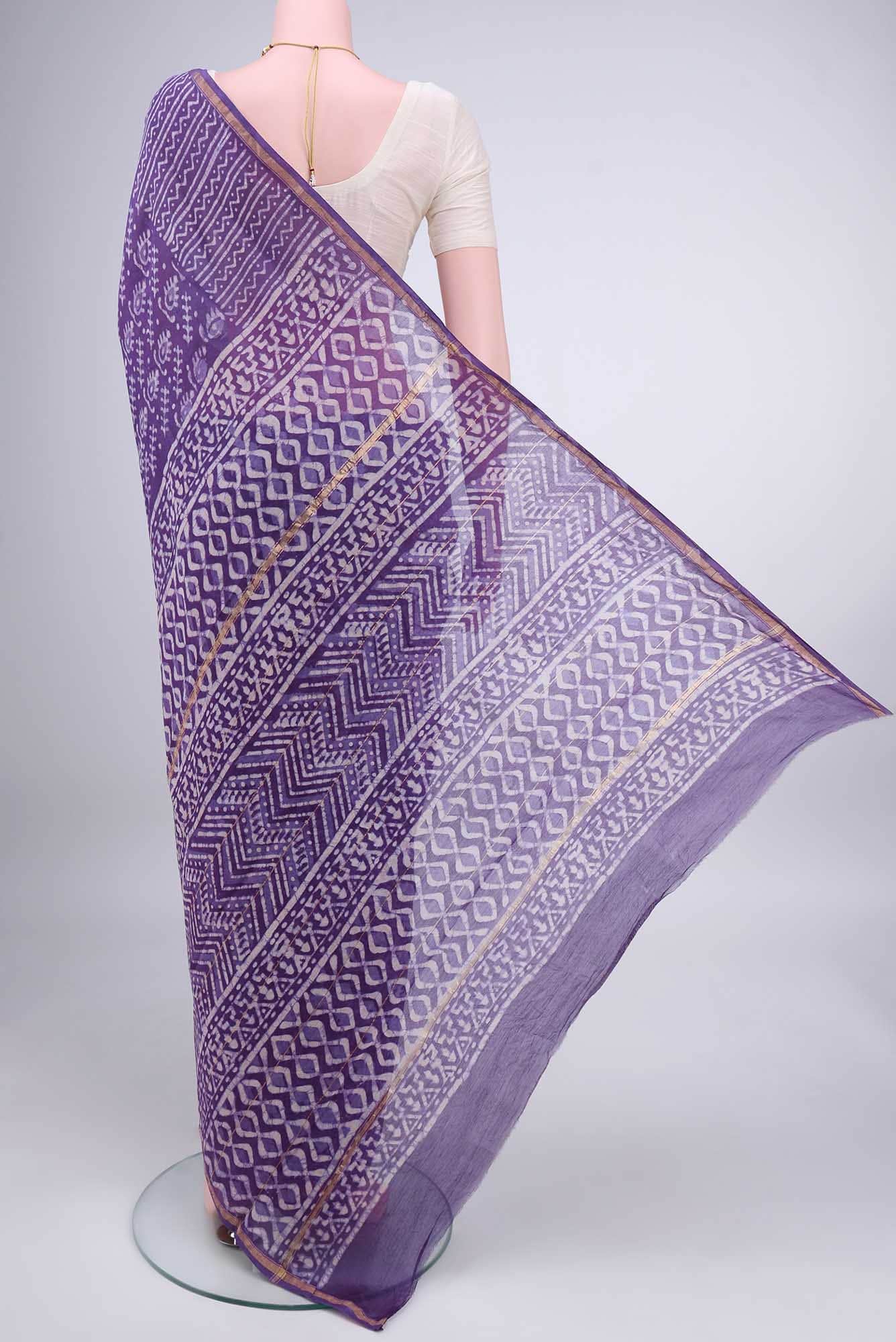 Purple Chanderi Silk Cotton Saree