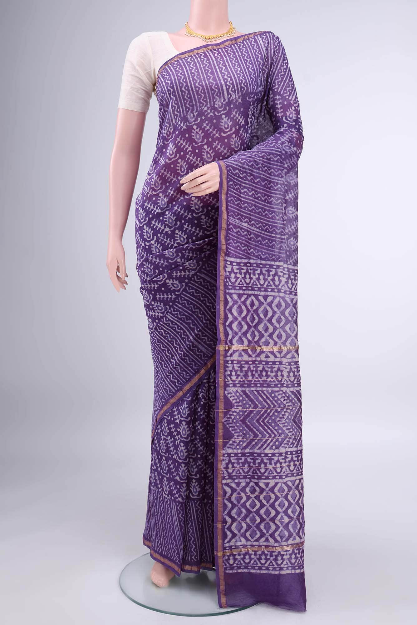 Purple Chanderi Silk Cotton Saree