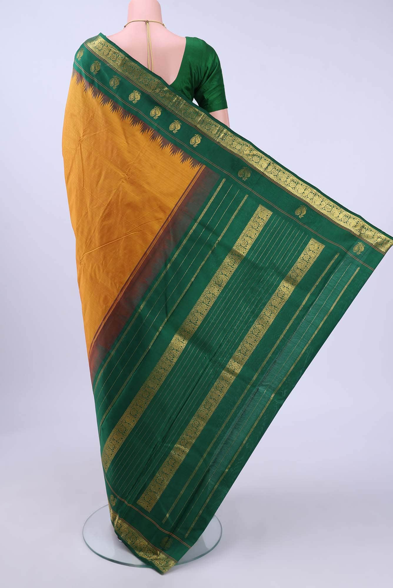 Pure Silk Pure Zari Yellow Kanchipuram Saree