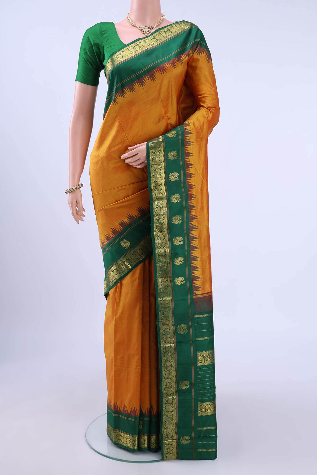 Pure Silk Pure Zari Yellow Kanchipuram Saree